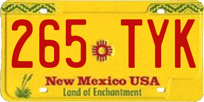 NM license plate 265TYK