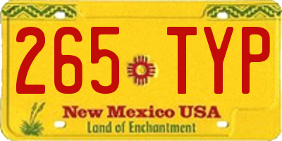NM license plate 265TYP