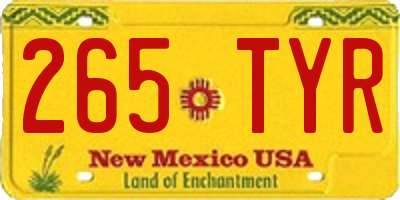 NM license plate 265TYR