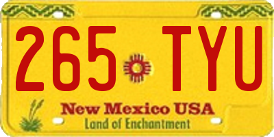 NM license plate 265TYU