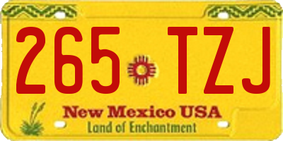 NM license plate 265TZJ