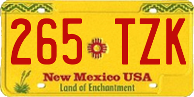 NM license plate 265TZK