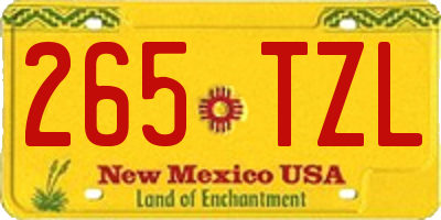 NM license plate 265TZL