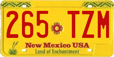 NM license plate 265TZM