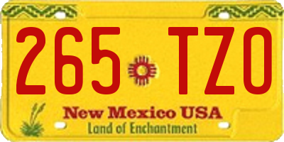 NM license plate 265TZO