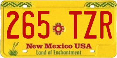 NM license plate 265TZR
