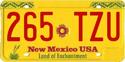 NM license plate 265TZU