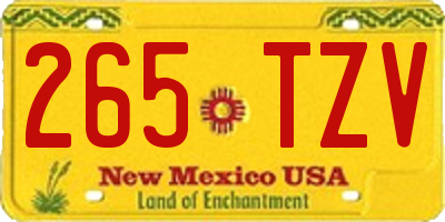 NM license plate 265TZV