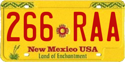 NM license plate 266RAA