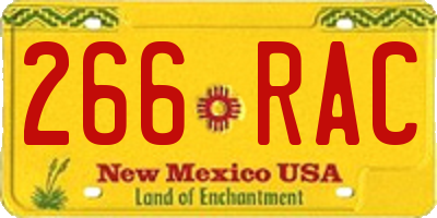 NM license plate 266RAC