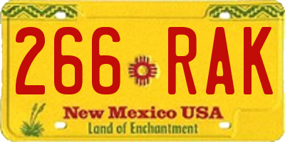 NM license plate 266RAK