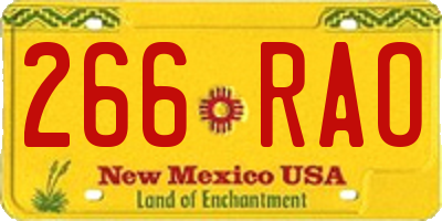 NM license plate 266RAO