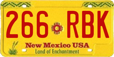NM license plate 266RBK