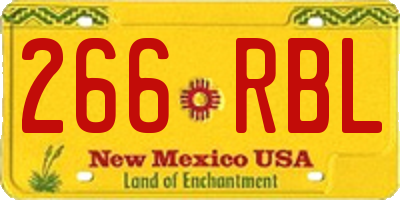 NM license plate 266RBL