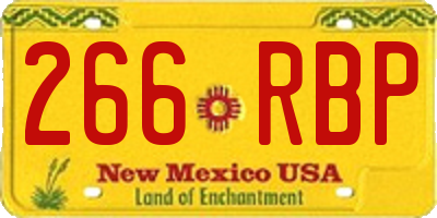 NM license plate 266RBP