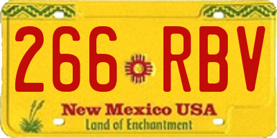 NM license plate 266RBV