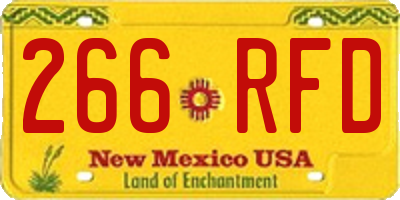 NM license plate 266RFD