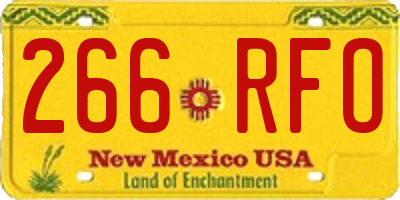 NM license plate 266RFO