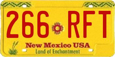 NM license plate 266RFT