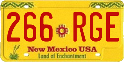 NM license plate 266RGE