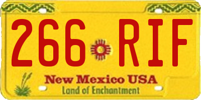 NM license plate 266RIF