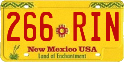 NM license plate 266RIN