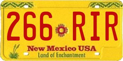 NM license plate 266RIR