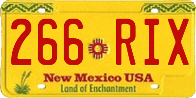NM license plate 266RIX