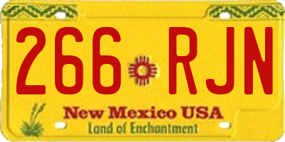 NM license plate 266RJN