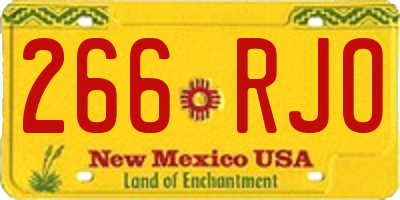 NM license plate 266RJO