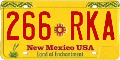 NM license plate 266RKA