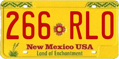 NM license plate 266RLO