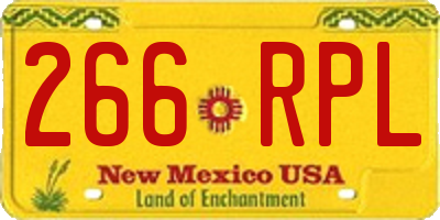 NM license plate 266RPL