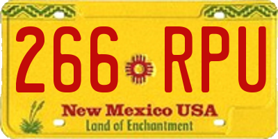 NM license plate 266RPU