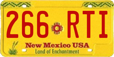 NM license plate 266RTI