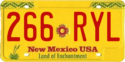 NM license plate 266RYL