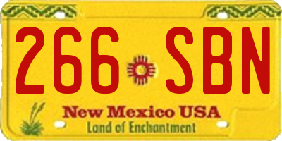 NM license plate 266SBN