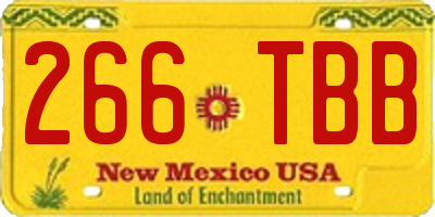 NM license plate 266TBB