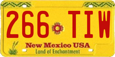 NM license plate 266TIW