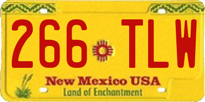 NM license plate 266TLW