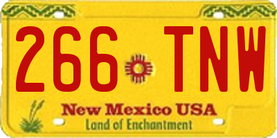 NM license plate 266TNW