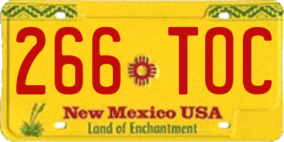 NM license plate 266TOC