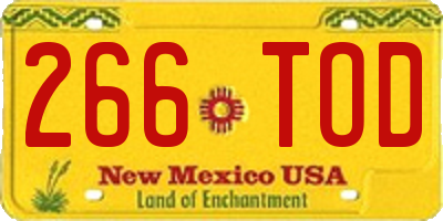 NM license plate 266TOD