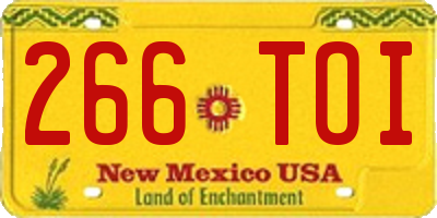 NM license plate 266TOI