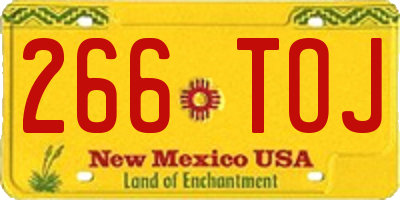 NM license plate 266TOJ