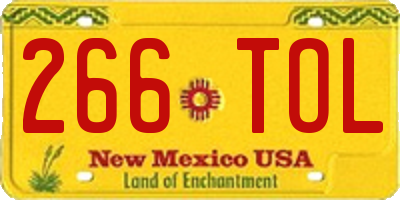 NM license plate 266TOL
