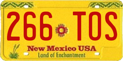 NM license plate 266TOS