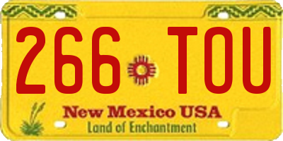 NM license plate 266TOU