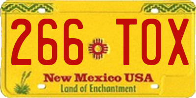 NM license plate 266TOX