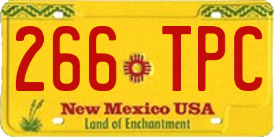 NM license plate 266TPC
